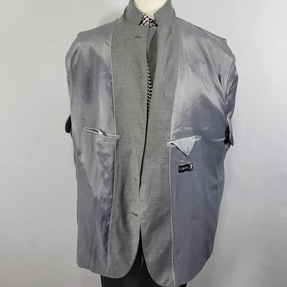 J.Ferrar Men's Sport Coat‎ Blazer Two Button Gray Polyester Blend 52R